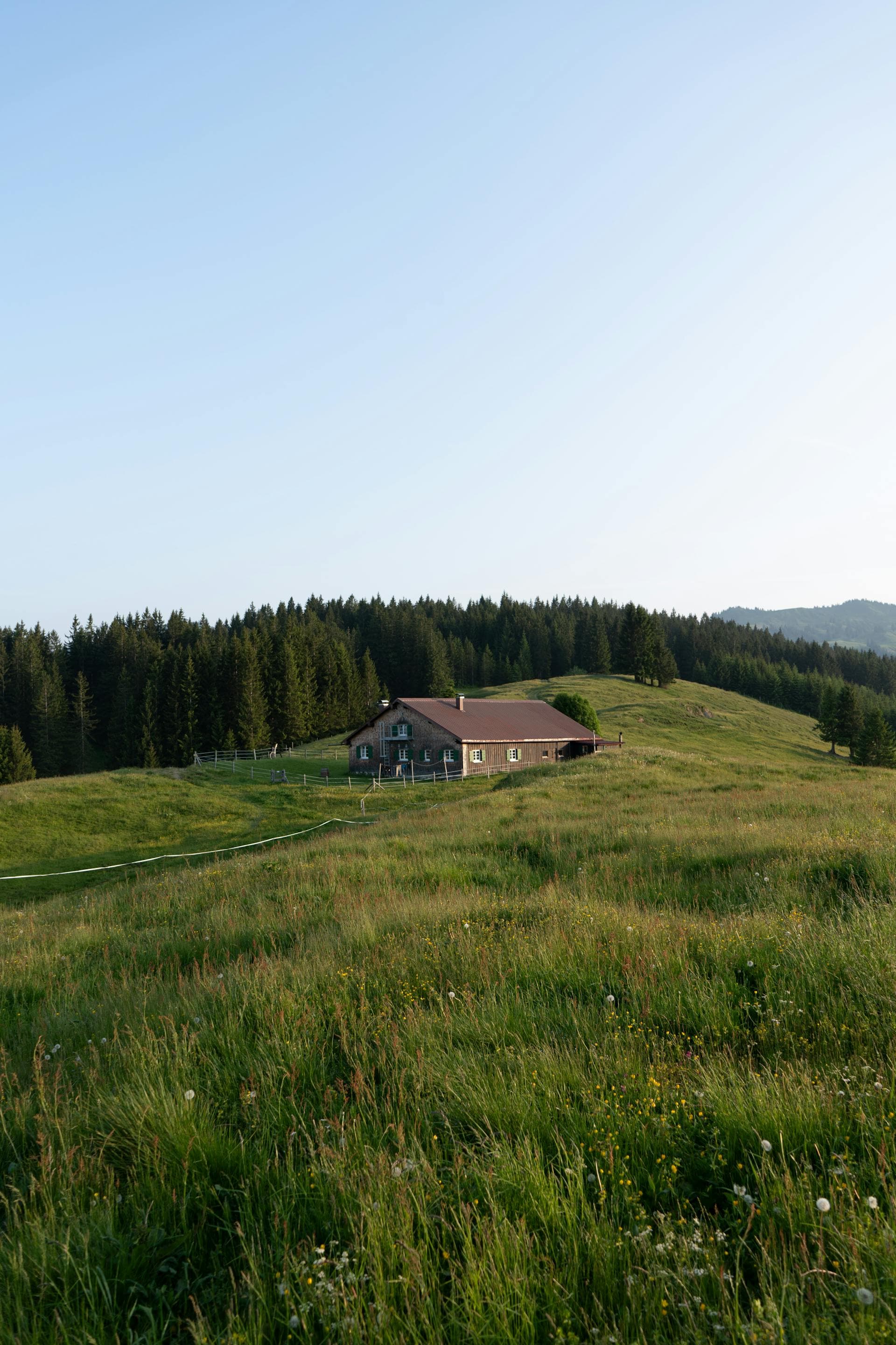Mountain cabin landscape